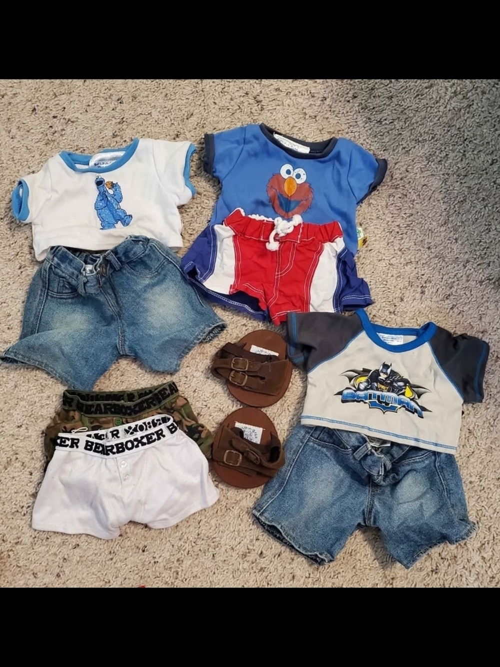 Build-A-Bear Clothing Bundle - Denim Shorts, Sandles, T-shirts and Boxers.